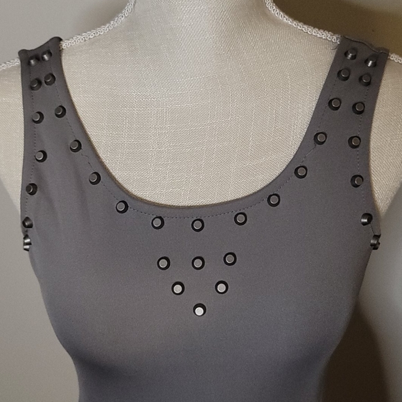 NWT Poof Couture Gray Dress W/Metal Accents Small - Picture 2 of 7
